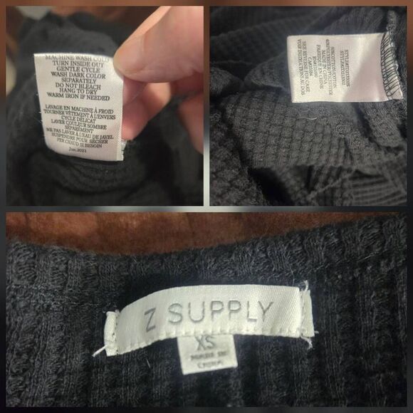 Z Supply Zoey Waffle Knit Dress Black Sz. XS - Picture 2 of 8